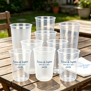 Vasos de Plástico PP para Té de Burbujas, Té de Frutas Frescas y Bebidas Frías, 500 ml, 12/14 oz, Grado Alimenticio, con Tapa, Impresión de Logotipo Personalizado, Monograma - Product Image 1