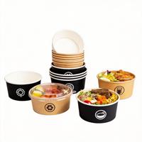 Mangkuk Kertas Kraft Biodegradable Kemasan Makanan Sekali Pakai untuk Salad, Sup, Nasi, Mie, dan Makanan Siap Saji