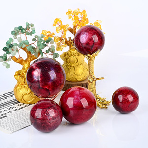 Wholesale Natural Crystal Gemstone Healing Blue <b>Red</b> Moonstone Sphere for Decoration - Product Image 5