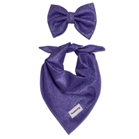 Ensemble de bandana et nœud papillon pour chien, luxueux et scintillant, accessoire élégant pour animaux de compagnie, foulard réglable pour chiot, nœud papillon pour usage quotidien