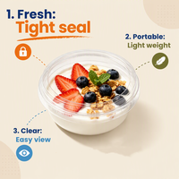 Bol en plastique rond transparent de qualité alimentaire en PET pour vente en gros, avec logo personnalisé, idéal pour la livraison et les plats à emporter