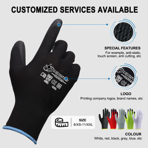 XINGYU EN388 Guantes negros de <span class=keywords><strong>PU</strong></span> con revestimiento de poliéster de calibre 13 Guantes protectores de seguridad para el trabajo con revestimiento de nailon <span class=keywords><strong>PU</strong></span> - Product Image 2