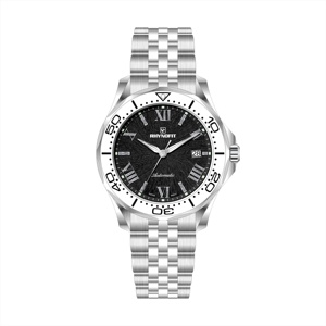 Reloj con Esfera con Patrón de Sol en Relieve, Caja de Forma Irregular, Brazalete de Acero Inoxidable Cepillado y Pulido, Movimiento Automático ETA 2824 - Product Image 1