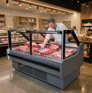 Vitrines Réfrigérées Commerciales pour Viande, Taille Personnalisée, <span class=keywords><strong>Vitrine</strong></span> <span class=keywords><strong>Réfrigérée</strong></span> pour Charcuterie, Réfrigérateur de Boucher, <span class=keywords><strong>Vitrine</strong></span> <span class=keywords><strong>Réfrigérée</strong></span>, Réfrigérateur de Présentation - Product Image 2