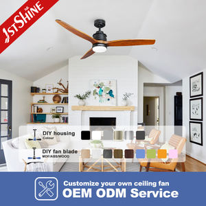 1stshine Ventilateur de plafond Appareils ménagers Télécommande décorée Ventilateur de plafond à 3 pales en bois à intensité variable avec application intelligente - Product Image 4