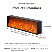 Cheminée électrique linéaire mince encastrable avec chauffage optionnel, effet de flamme réaliste, design moderne