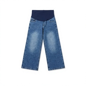 Vaqueros de maternidad de cintura alta, de mezclilla, de tejido ligero y transpirable, de alta elasticidad, con soporte para <span class=keywords><strong>el</strong></span> vientre, de corte recto, holgados, informales, de verano, con lavado claro y diseño sencillo. - Product Image 4