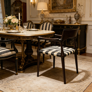 Traditional <strong>White</strong> <strong>Lacquered</strong> Wood Frame Twine Dining <strong>Chair</strong> with Backrest Luxury Leisure Designer Black Relax Conference Armchair - Product Image 2