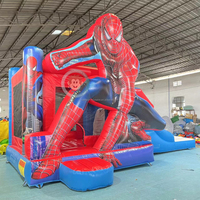 Structure gonflable pour enfants sur le thème de Spiderman avec toboggan, jeux gonflables combinés, trampoline