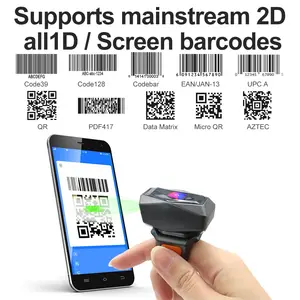 Xincode Wireless Bluetooth Portable Finger Barcode Reader Mini 2D Bar Code Scanner Ring Scanner Image CMOS Barcode Scanner