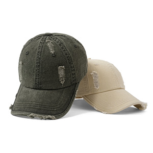 Custom Logo Washed Cotton <b>Distressed</b> Baseball Cap Soft <b>Top</b> Denim Binding Dad Hat Men Retro Washed Out Adjustable Baseball Cap - Product Image 6