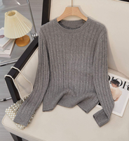 Suéter de Punto con Cuello Redondo 100% Algodón para Mujer, Jersey con Trenzas, Otoño Invierno, Casual, Oficina, Ropa de Calle, Logotipo Personalizado, Venta al Por Mayor