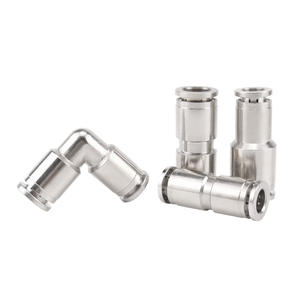 Conector Neumático de Conexión Rápida de Alta Temperatura y Alta Presión, Totalmente de Cobre Niquelado, Piezas Neumáticas PU8/PG/PV6, Reductor de Ángulo Recto - Product Image 1