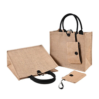 Sac fourre-tout en jute réutilisable de haute qualité avec poignée, pochette en jute personnalisable portable pour les courses/le shopping/l'emballage