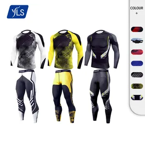 YLS 2022 체육관 세트 피트니스 착용 Activewear 빠른 건조 압축 사이클링 스포츠 Tracksuit 레깅스 긴 소매 두 조각 세트