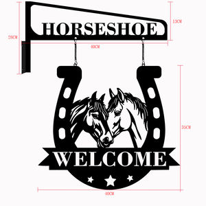 专业定制20号悬挂支架传统黑色涂层壁挂金属标牌欢迎马蹄形设计 - Product Image 2