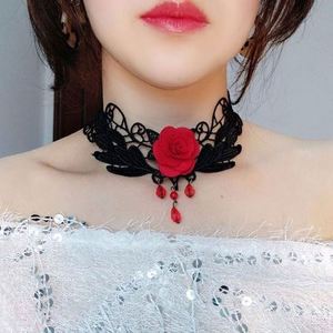 Dark Gothic Vintage Rose Flower Choker Collarbone <b>Chain</b> Necklace for Women Diamond Pearl <b>Copper</b> Religious Parties Gifts - Product Image 5