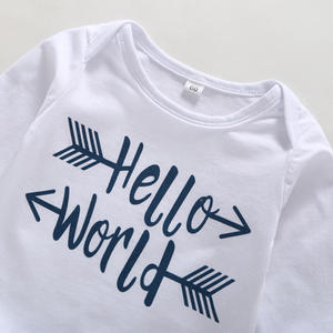 Conjuntos de Pantalones y Rompers de Algodón para Bebés Niños, Moda Infantil Hello World, 3 Piezas, Ropa de Otoño al por Mayor, Cómoda y Transpirable - Product Image 2