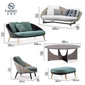 Juego de Sofás Seccionales de Lujo para Patio, Modernos, para Exteriores, para Villas, Hoteles y Patios, con Estructura de Acero Inoxidable, Resistentes al Agua, de Ratán, Cómodos - Product Image 5