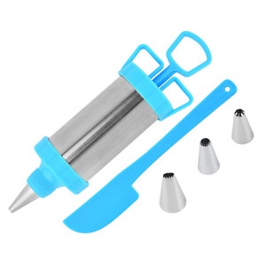 Kit de Pistola de Repostería de Acero Inoxidable con 3 Boquillas para Glaseado y una Espátula para Decorar Pasteles - Product Image 2