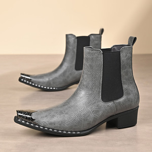 Botas de punta puntiaguda de cuero genuino negro con banda elástica, sin cordones, para oficina y carrera profesional, suela de goma, envío directo - Product Image 5