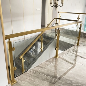 Roestvrijstalen Titanium Goudkleurige Vierkante Balustrade Paal Dubbelzijdige Klem Glazen Reling Leuning Kolom Leuning Leuning Beschikbaar - Product Image 3