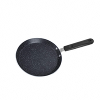 Poêle à frire noire antiadhésive avec poignée sûre au toucher froid, idéale pour les steaks, les crêpes et les œufs frits, ustensile de cuisson antiadhésif pour le petit-déjeuner, compatible four, chauffe uniformément