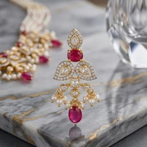 Elegant 925 Silver <b>Ruby</b> Pearl <b>Necklace</b> Set Designer Bridal Jewelry Traditional Ethnic <b>Necklace</b> for Women Wedding Jewelry - Product Image 4