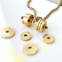 Collier Pendentif Haltère en Acier Inoxydable, Bijou de Musculation pour Amateurs de Sport