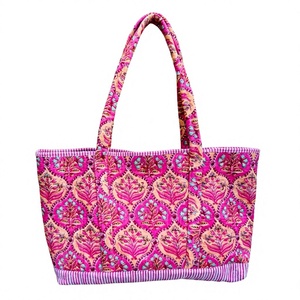 Bolsa de Mano Acolchada de Algodón Premium con Estampado Floral, Cierre Magnético, Gran Capacidad, Bolsa de Hombro Reutilizable para Compras - Product Image 1