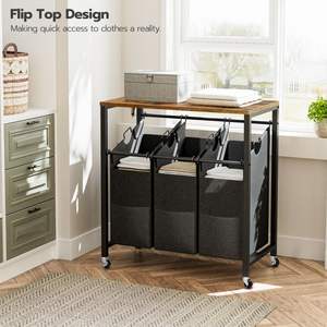 Trieur de panier à <span class=keywords><strong>linge</strong></span> à 3 sections, panier à <span class=keywords><strong>linge</strong></span> sale roulant à 3 compartiments, chariot à <span class=keywords><strong>linge</strong></span> mobile à 3 bacs avec roues, vente en gros - Product Image 6