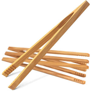 FLYWOD Mini pinces à pain antidérapantes en <span class=keywords><strong>bambou</strong></span> pinces à pain pinces à nourriture pour servir des pinces de cuisine en <span class=keywords><strong>bambou</strong></span> - Product Image 1