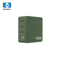 Cargador Rápido NIUBAILE AC-N100-A GaN 100W PD 3.0 con 3 Puertos Tipo-C QC3.0/FCP Plegable Ecológico para Teléfonos Móviles y Portátiles