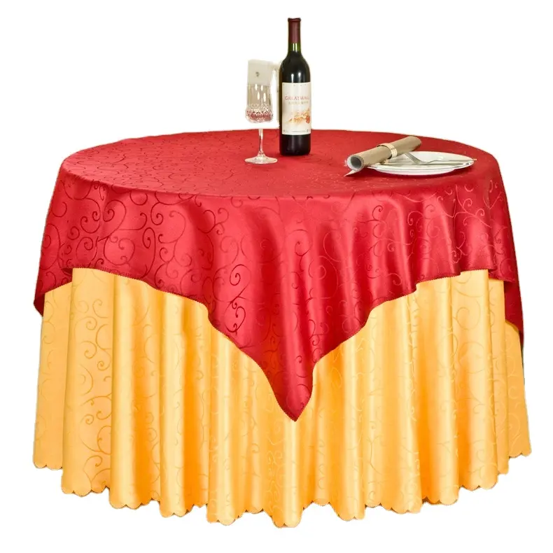Polyester Günstige Großhandel Party Tischdecken Garn Gefärbt 120 Zoll Runde Tischdecken Restaurant Hochzeit Abendessen Tischdecke für verkauf