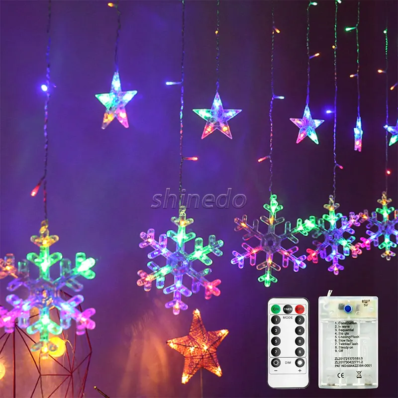 Lampu LED dekorasi Natal, lampu tirai untuk dekorasi Natal, pencahayaan kamar tidur, dekorasi Natal