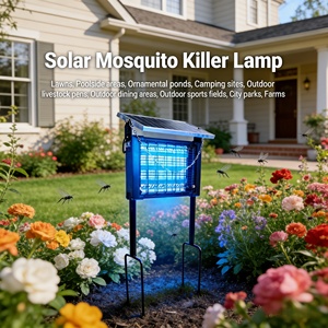 เครื่องดักยุงพลังงานแสงอาทิตย์กลางแจ้ง ควบคุมด้วยแสงอัจฉริยะ แบตเตอรี่ 4000mAh พร้อมตาข่ายป้องกันความปลอดภัย โรงงานผลิตแบบ OEM ODM - Product Image 2