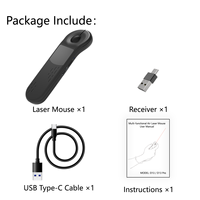 Mouse Laser nirkabel, 2.4GHz, desain fleksibel dan fungsi presentasi, pena Laser isi ulang