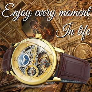 Forsining classico <span class=keywords><strong>orologio</strong></span> da uomo scheletro automatico Tourbillon orologi da uomo di lusso con cinturino in pelle lune fase <span class=keywords><strong>orologio</strong></span> meccanico - Product Image 2