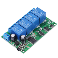 Module de relais de télécommande avec décodeur de signal sonore DTMF 4 canaux MT8870 AD22B04 12V DC pour PLC et maison intelligente avec câble 3,5 mm B417