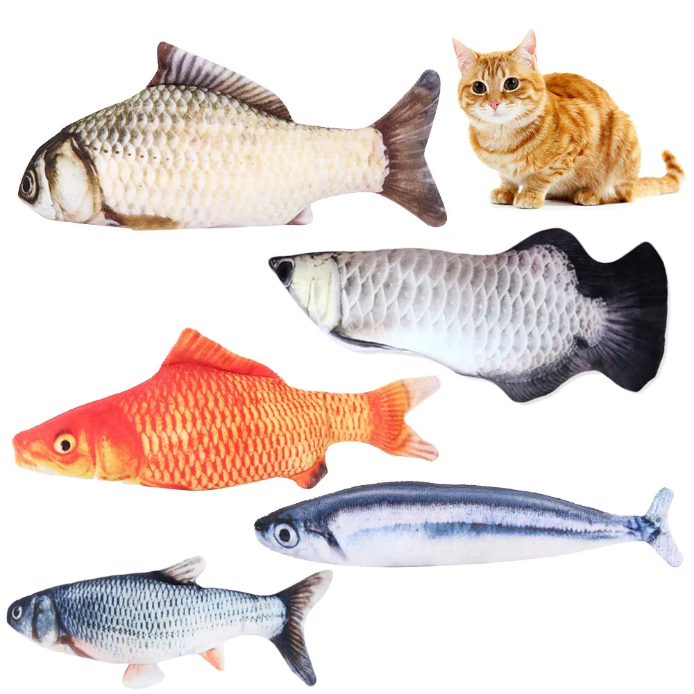 Plush Creative 3D Carp Fish Shape Cat Toy Gift Cute Simulation Fish Playing Toy For Pet Gifts Catnip Fish Stuffed Pillow Doll