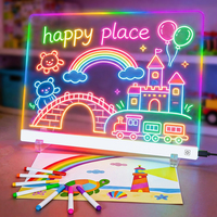 Pizarra de Dibujo LED Recargable de 16'' con Control Táctil y Luz Regulable para Niños de 3 a 8 Años, Material Acrílico, Regalo de Navidad o Cumpleaños para Niños y Niñas