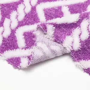 Fashion purple jacquard cotton velvet diamond plaid single and double sided plush fabric for toy pillow clothing