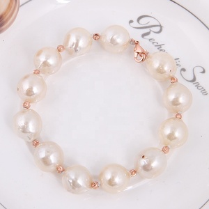 Grande barocco Braccialetto di Perle D'acqua Dolce Con argento di alta qualità dei monili di modo - Product Image 1