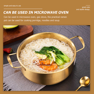 Grande marmite à ramen classique en acier inoxydable avec couvercle, ustensile de cuisine pour soupes de nouilles instantanées, idéal pour une utilisation en cuisine. - Product Image 4