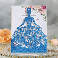 Carte d'invitation scintillante découpée au laser pour la Saint-Valentin, anniversaire de mariage, anniversaire de fille, carte d'invitation pour la Saint-Valentin
