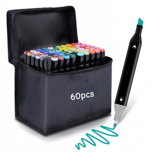 Marcadores Artísticos Permanentes a Base de Alcohol (Plástico) con 60/80 Colores Vibrantes y Doble Punta para Dibujar y Bocetar - Product Image 6