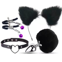 Plug anal en métal 4-en-1 avec queue de renard pour chat, jouet sexuel pour adultes