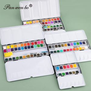 Panwenbo 12/24/36/48 artista colore solido pittura ad acquerello vernice tinta unita in tinta unita Set di vernice ad acquerello con scatola di ferro pennarello acqua - Product Image 2