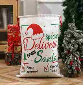 Monogram Custom Drawstring <b>Christmas</b> <b>Bag</b> Oversized Special Delivery North Pole <b>Gift</b> Santa Sack for Xmas Favor <b>Bags</b> - Product Image 5