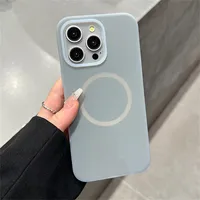 Coque magnétique de luxe effet gelée pour iPhone 15 14 13 12 11 Pro Max Plus, compatible charge sans fil, finition mate, protection intégrale